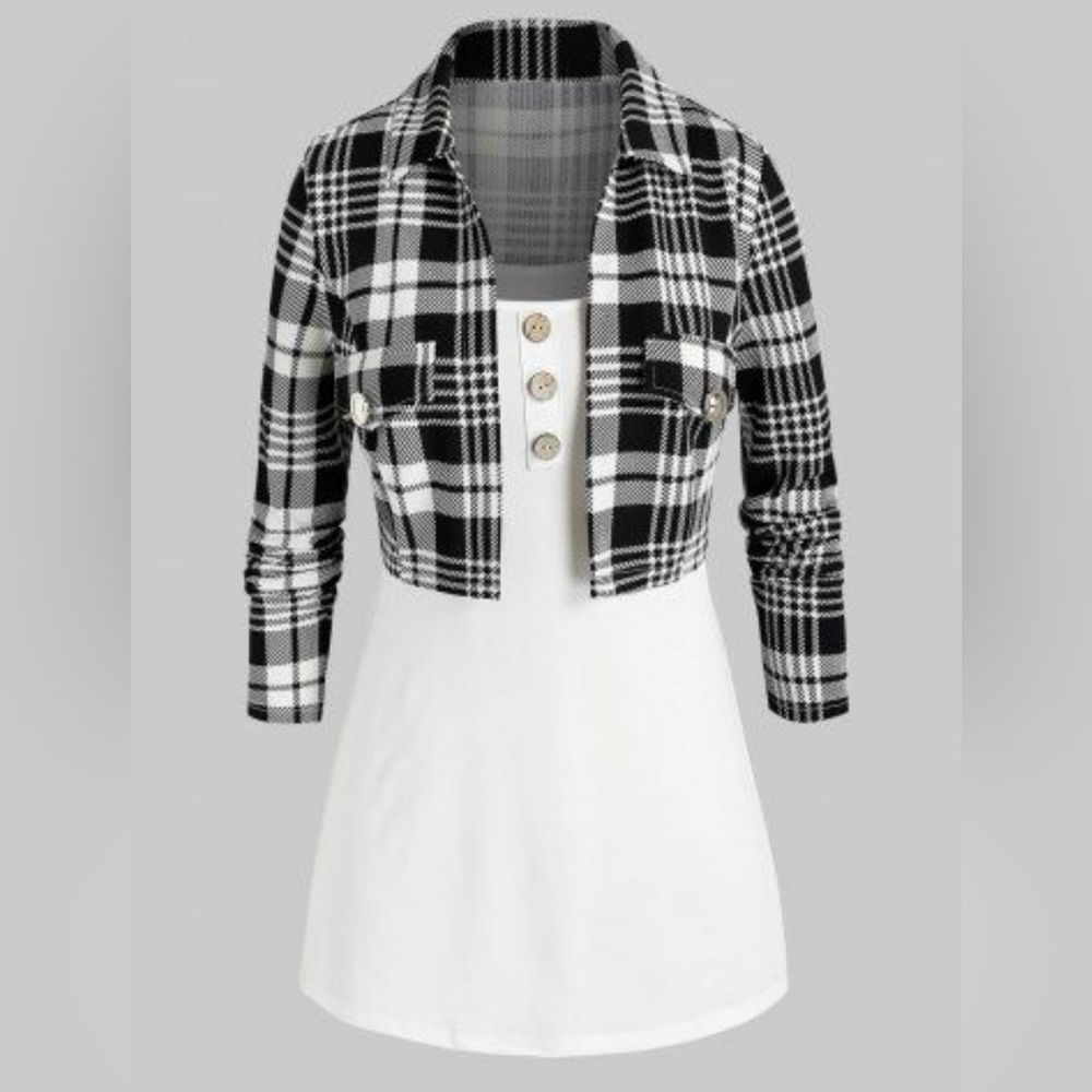 NWT Plus Size Plaid Open Front Top and Camisole Twinset (4X size 22) - Picture 10 of 12
